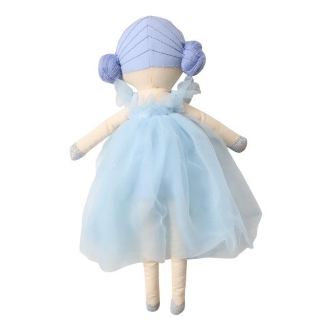 Poupée en tissu Neige en robe tulle bleu