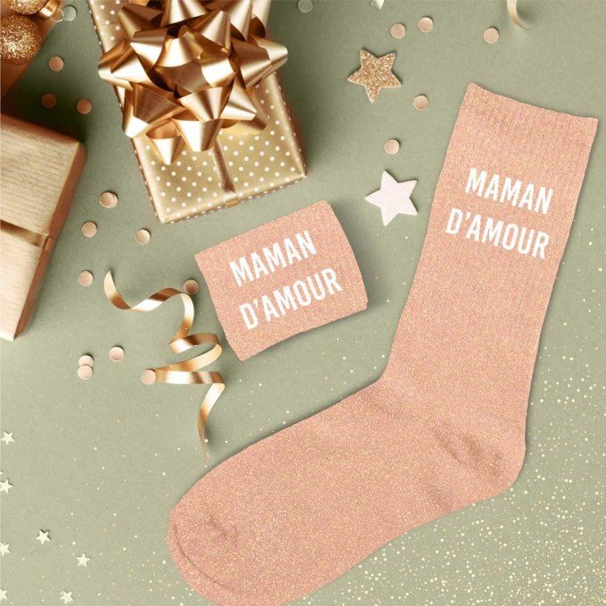 Chaussettes paillette Maman d'amour