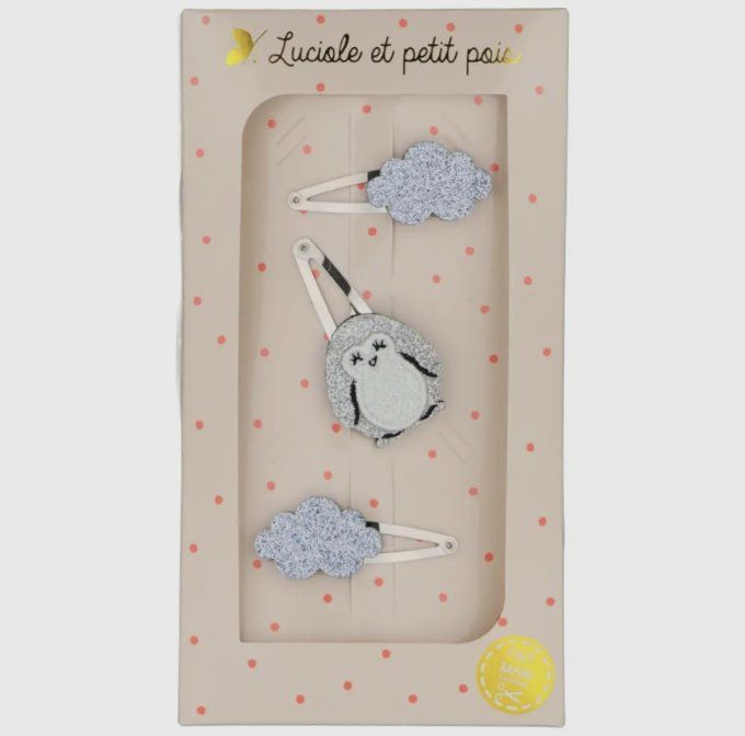 Coffret cadeau "Les trios" - Barrettes Nuages & Pingouin