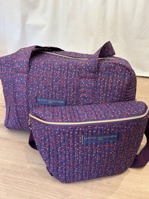 Sac banane coton matelassé LIBERTY mauve