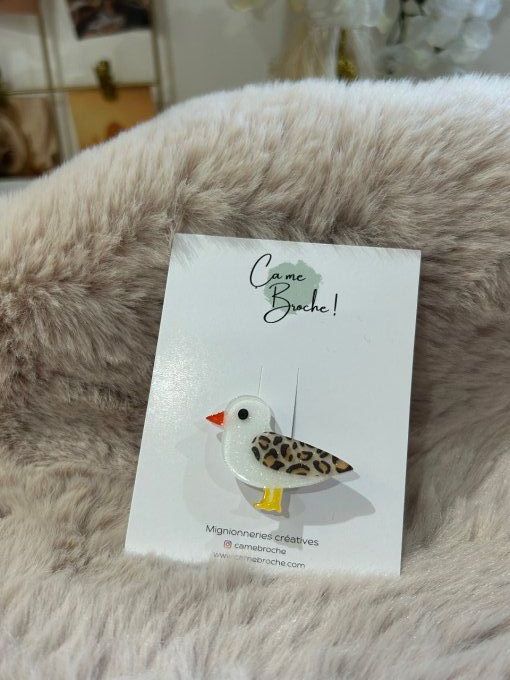 Broche Mouette Glitter léopard 